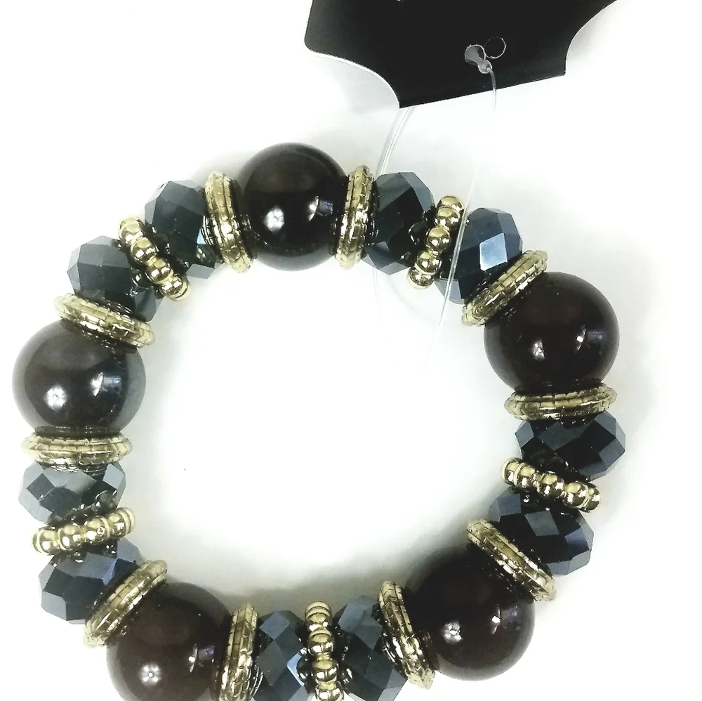 NWT, Taramanda, Brown/Blue stone stretch bracelet